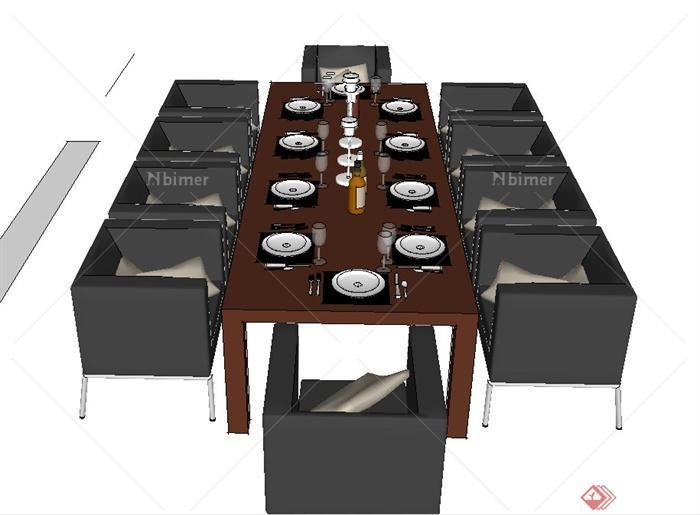某餐厅10人餐桌椅设计SU模型