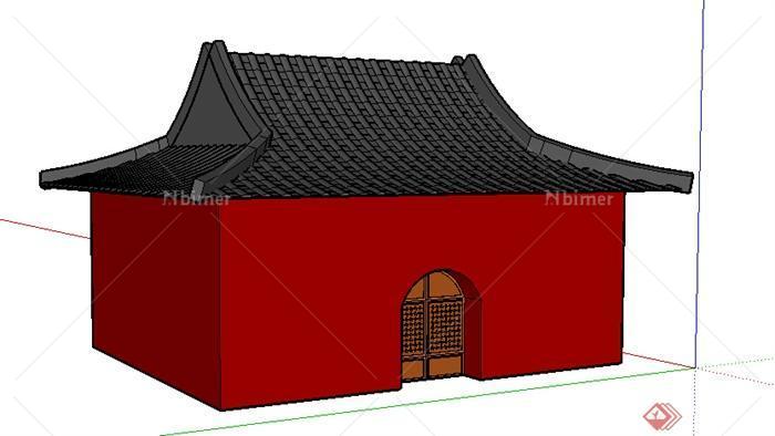 古典中式风格单层古建筑设计SU模型