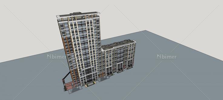 现代高层商业住宅楼(73952)su模型下载