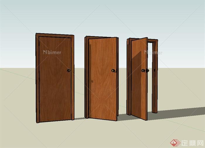 现代三套室内木质门设计su模型