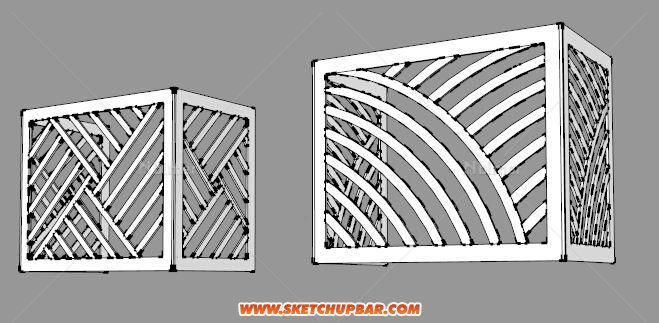 各式室外空调罩和栏杆模型