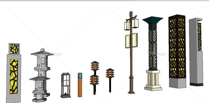 各式景观灯组件集SU精致设计模型[原创]