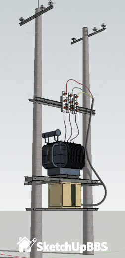 边缘类模型：信号塔+带变压器电线杆 提供Sketch