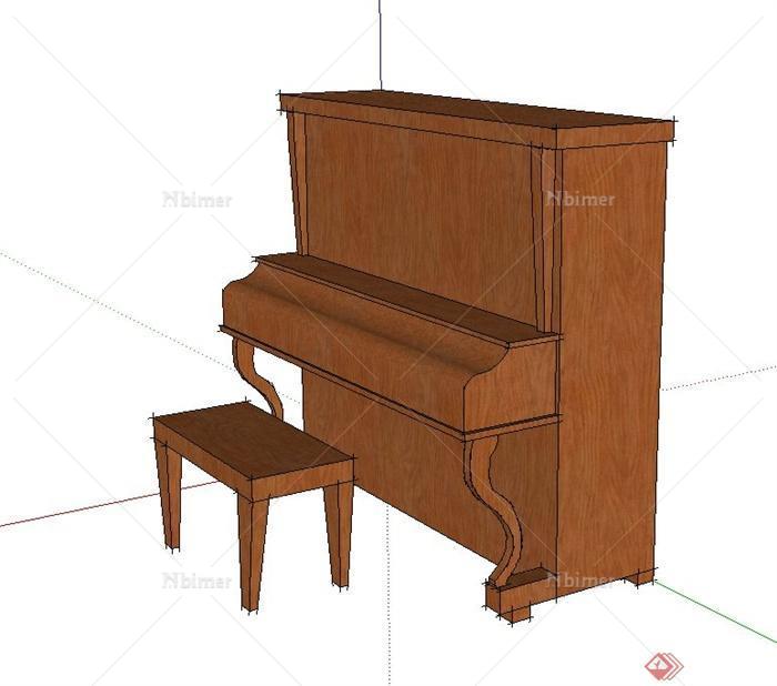 木质室内钢琴设计SU模型