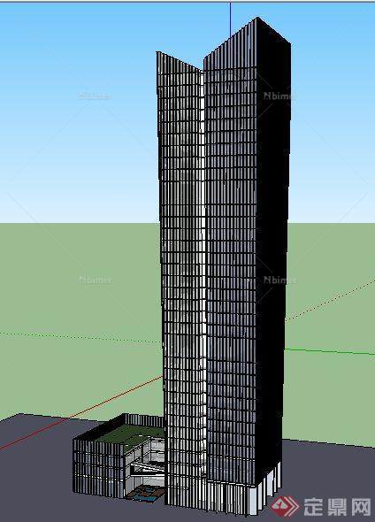 现代超高层办公楼单体建筑su模型[原创]