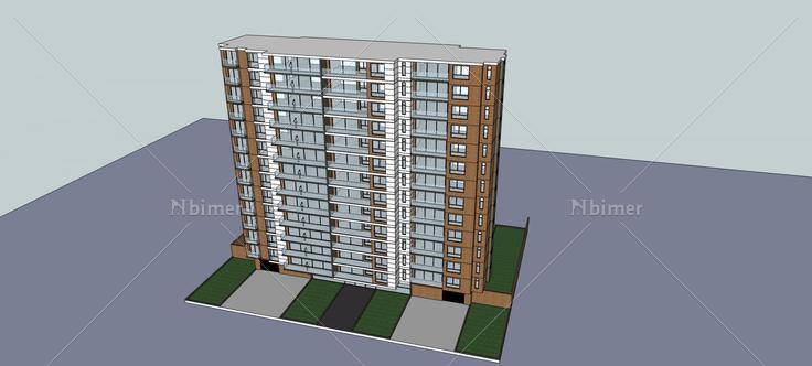 现代小高层住宅楼(77579)su模型下载