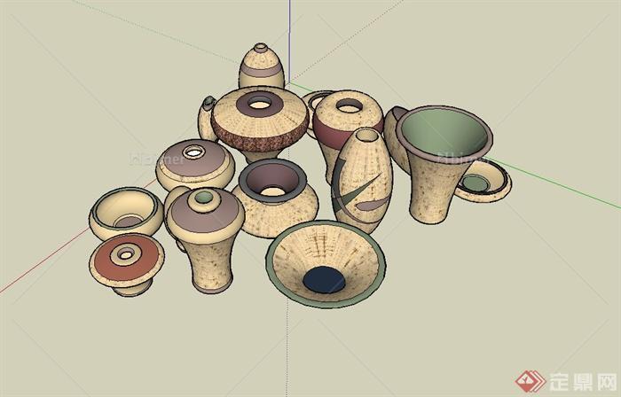 多种不同的陶罐小品设计su模型[原创]