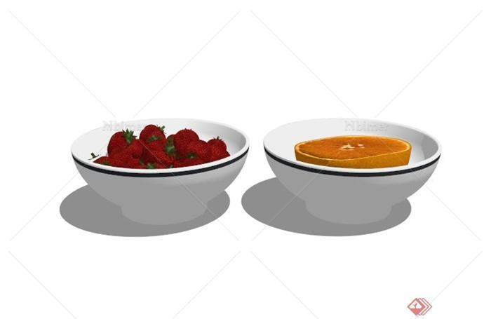 现代水果白瓷碗组合设计SU模型[原创]