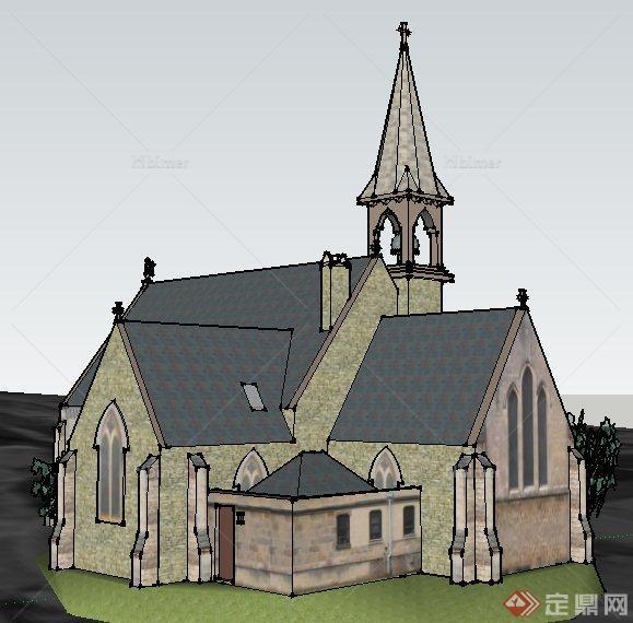 欧式风格小教堂建筑设计su模型