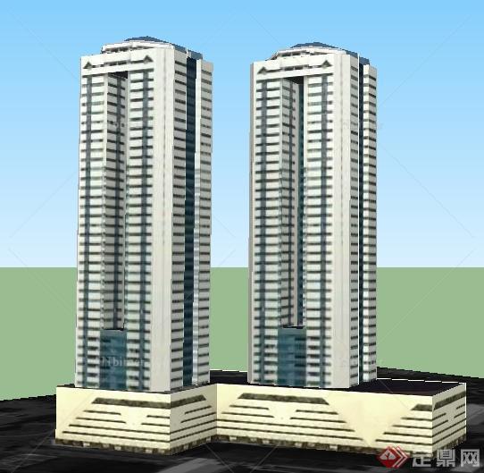 某地现代高层住宅商住楼建筑设计SU模型
