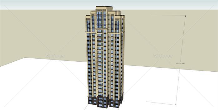 某69米超高层住宅楼建筑设计方案SU模型[原创]