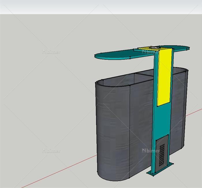 简约垃圾桶单体设计Su模型