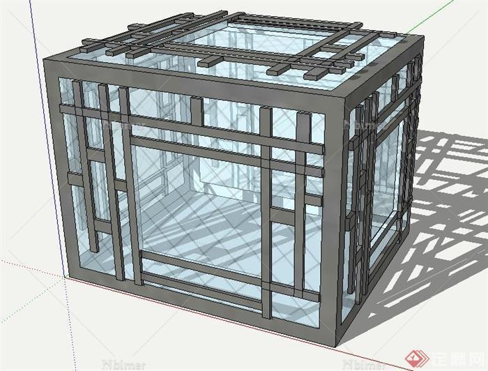 玻璃方形草坪灯设计SU模型[原创]