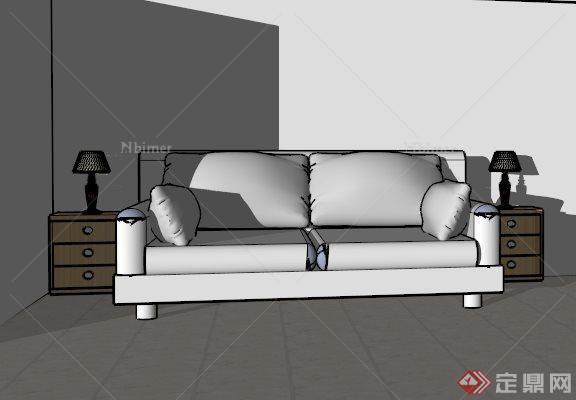 白色沙发木矮柜组合设计SU模型[原创]
