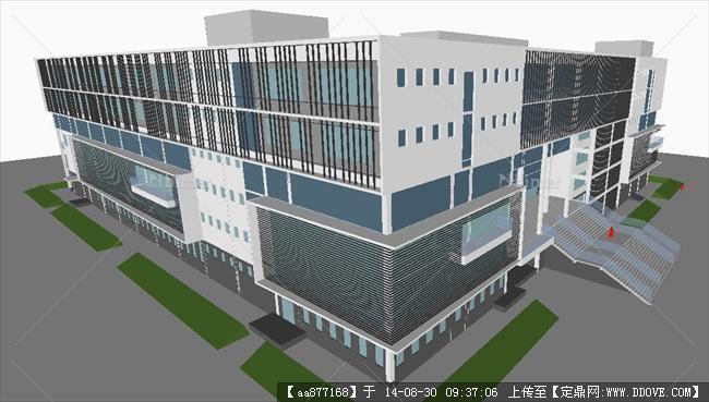 立面创新的公共图书馆建筑设计精细sketchup模型