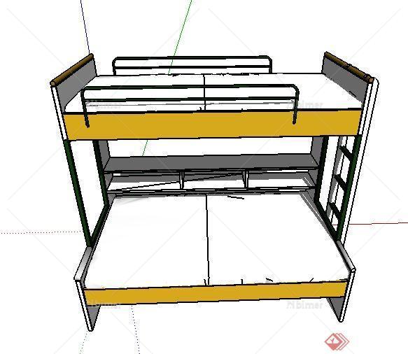 简约双层高低床儿童床su模型[原创]