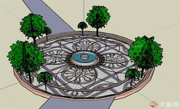 某现代环形广场设计方案su模型