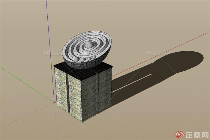 现代风格雕塑小品、雕塑台设计su模型[原创]
