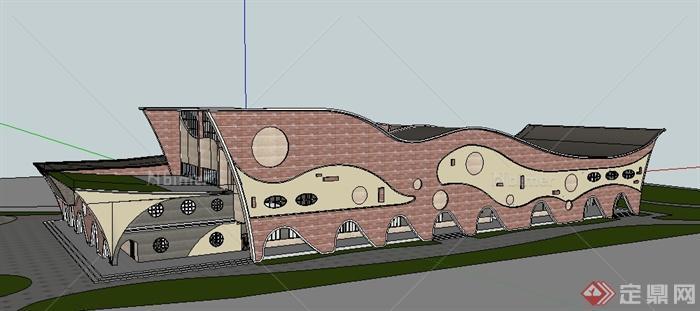 某地现代博物馆建筑设计整体su模型