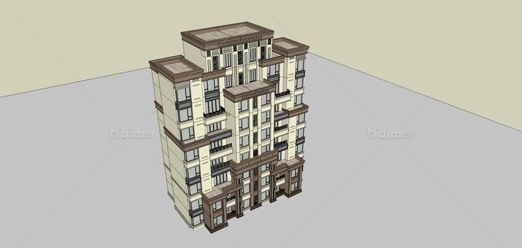 简欧风格小高层住宅楼(61376)su模型下载