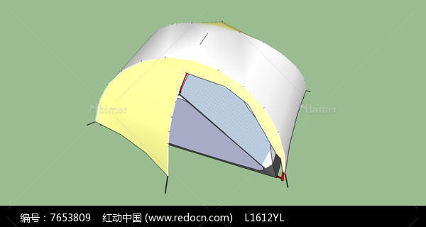 黄白色露营野炊帐篷SU模型