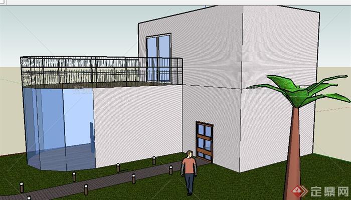 某2层别墅建筑设计SU模型（含景观）