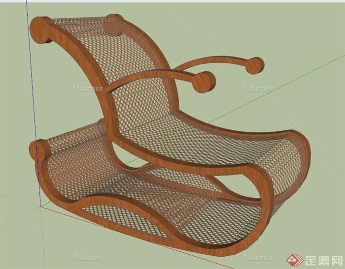 木制材质摇摇椅设计su模型