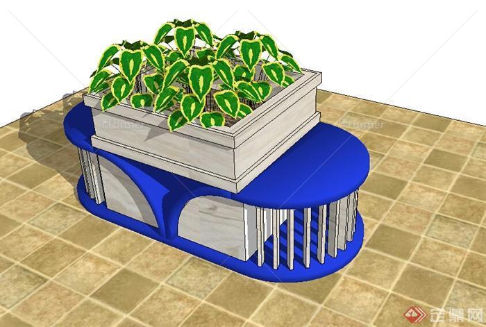 景观花池坐凳小品设计SU模型