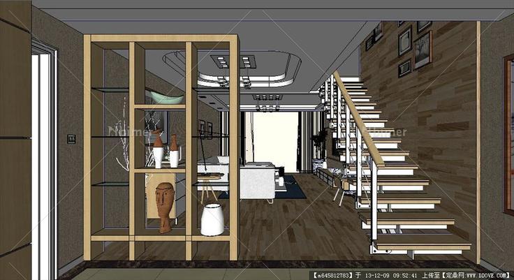 超精细室内sketchup模型---客厅及餐厅