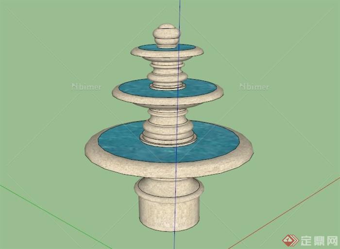 某圆形三层喷水柱SU模型