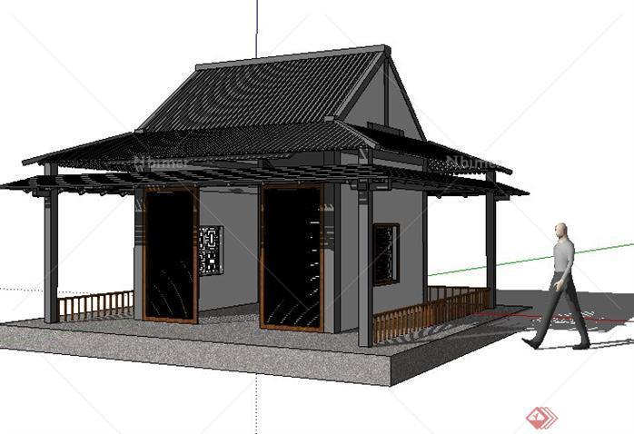 某公园中式现代风格景观亭设计SketchUp(SU)3D模