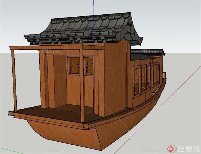 木质古典中式船房设计SU模型