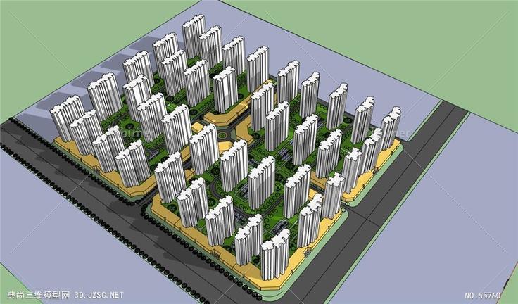 小区鸟瞰模型-住宅su模型