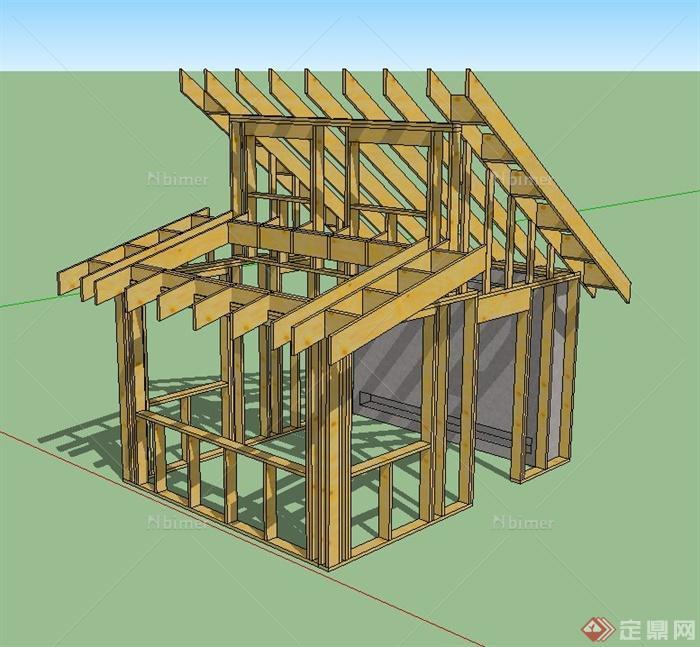 某阳光房建筑框架设计SU模型