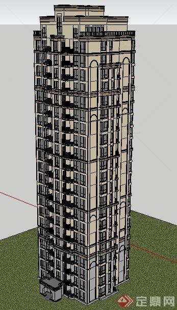 新古典一梯两户高层住宅建筑设计su模型[原创]
