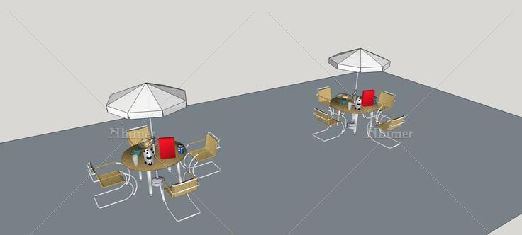 露天座椅及伞亭(79068)su模型下载