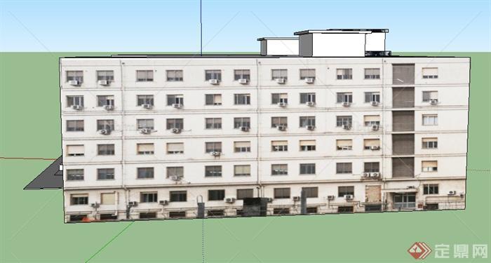 某现代六层N字形男生宿舍建筑设计SU模型