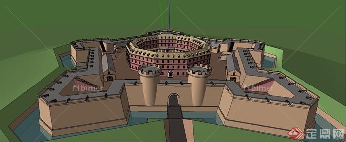 某欧式风格古典城堡建筑设计SU模型[原创]