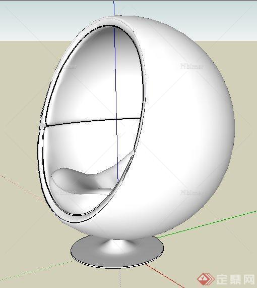 简约圆球沙发座椅su模型[原创]