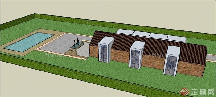 某横排住宅建筑设计SU模型