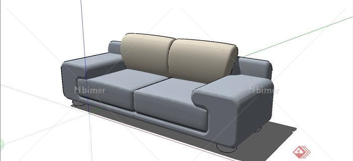 现代风格简约双人沙发设计SU模型[原创]