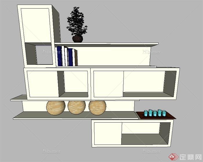 某室内现代风格置物柜设计SU模型