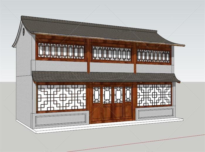 中式古典风格古商铺建筑设计su模型[原创]