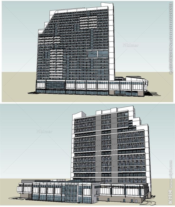 商业写字楼建筑草图大师SU模型图片