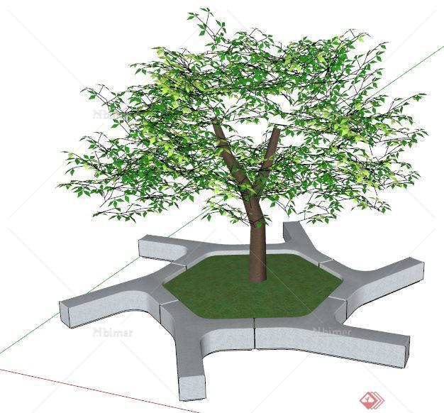 现代风格树池坐凳设计su模型