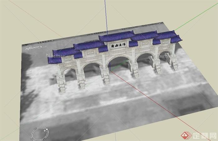 某广场古典中式牌坊设计su模型
