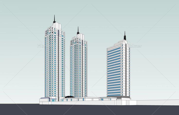 现代超高层综合办公楼(49186)su模型下载