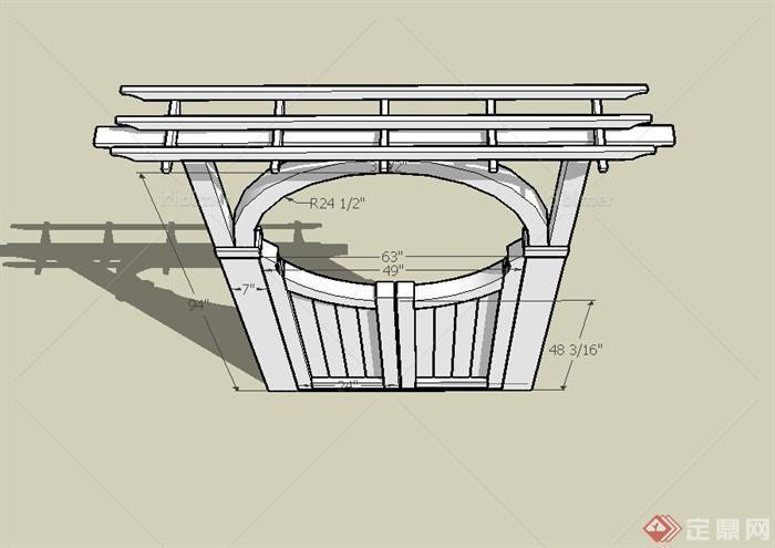 某庭院景观圆形门廊设计SU模型