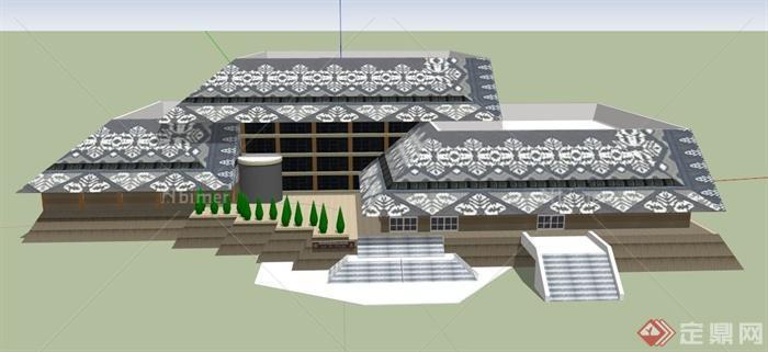 某东南亚教堂建筑设计SU模型