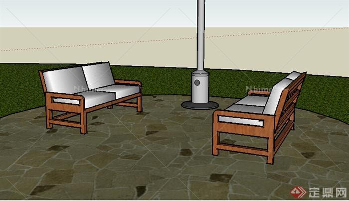 某室外沙发坐凳设计SU模型素材